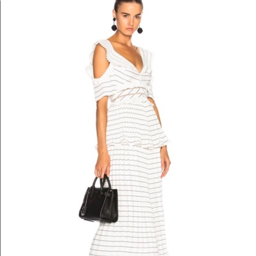 Self-portrait dress. White with black stripes.